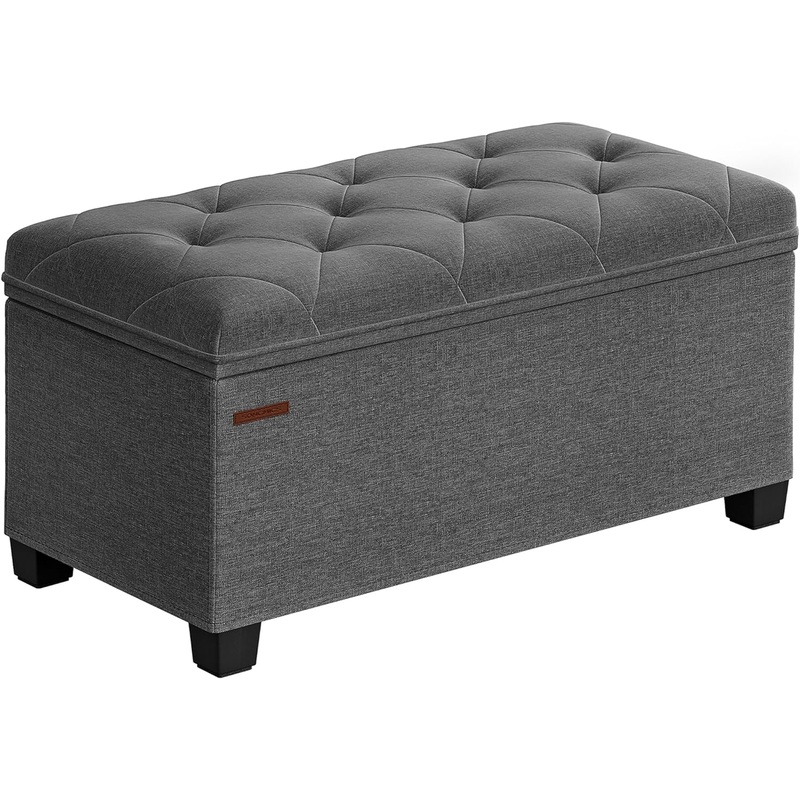 SONGMICS Storage Ottoman Bench, Bench with Storage, for Entryway, Bedroom, Living Room, Dark Gray ULSF068G01 | Bigbigmart.com