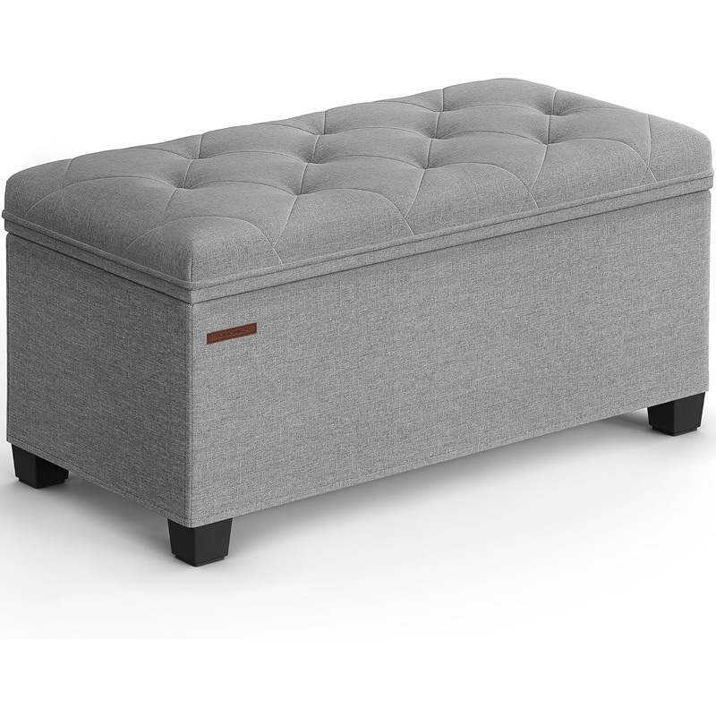SONGMICS Storage Ottoman Bench, Bench with Storage, for Entryway, Bedroom, Living Room, Light Gray ULSF068G02 | Bigbigmart.com