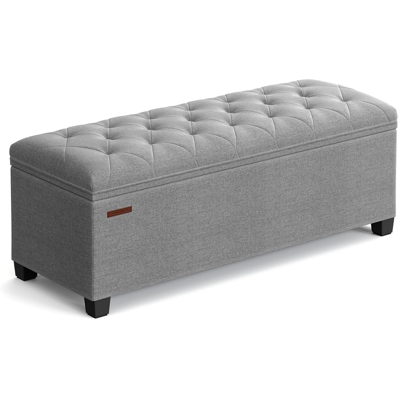 SONGMICS Storage Ottoman Bench, Bench with Storage, for Entryway, Bedroom, Living Room, Light Gray ULSF088G02 | Bigbigmart.com