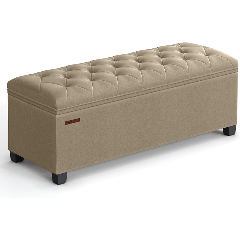 SONGMICS Storage Ottoman Bench, Bench with Storage, for Entryway, Bedroom, Living Room, Light Taupe ULSF088R01 | Bigbigmart.com