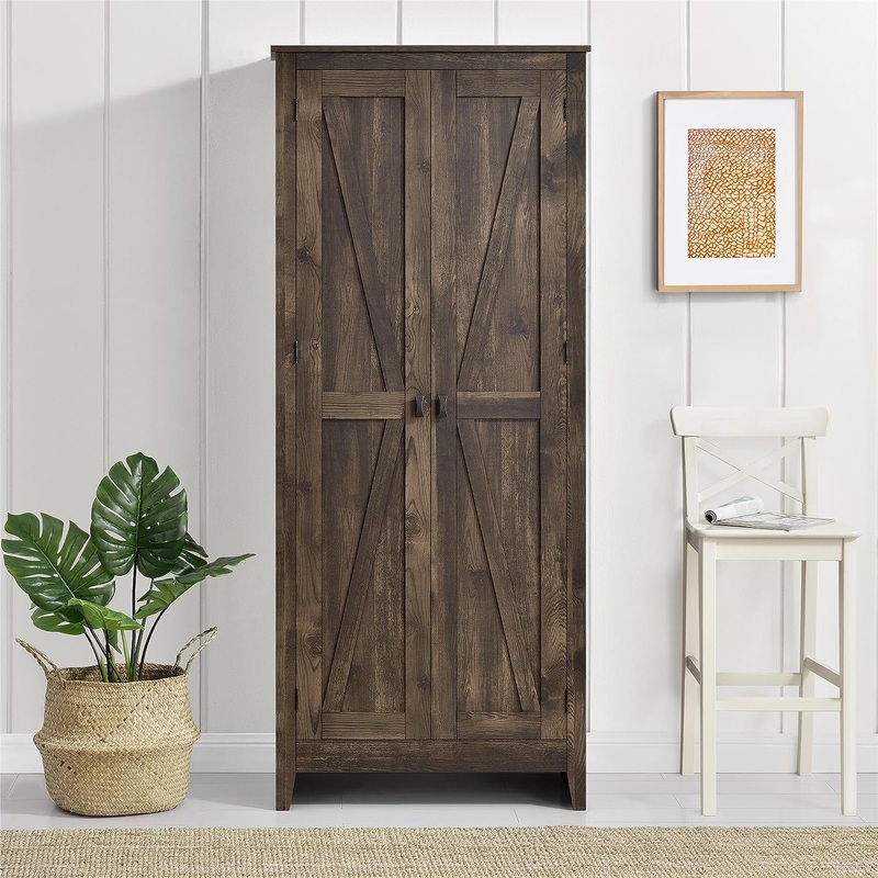 SystemBuild Evolution Farmington Wide Storage Cabinet, 31.5, Rustic | Bigbigmart.com