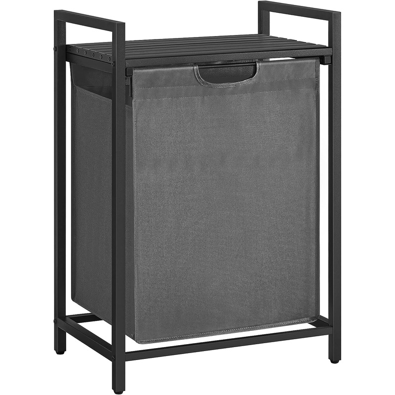 VASAGLE Laundry Hamper, Laundry Basket, Laundry Sorter, with Pull-Out and Removable Laundry Bags, Shelf, Metal Frame, 17.2 Gallons (65L), 19.7 x 13 x 28.4 Inches, Black and Gray UBLH101G01 | Bigbigmart.com