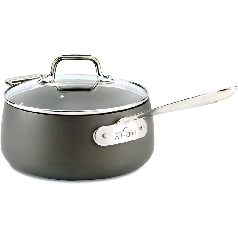 All-Clad HA1 Hard Anodized Nonstick Sauce Pan 3.5 Quart Induction Oven Safe 350F Pots and Pans, Cookware Black | Bigbigmart.com