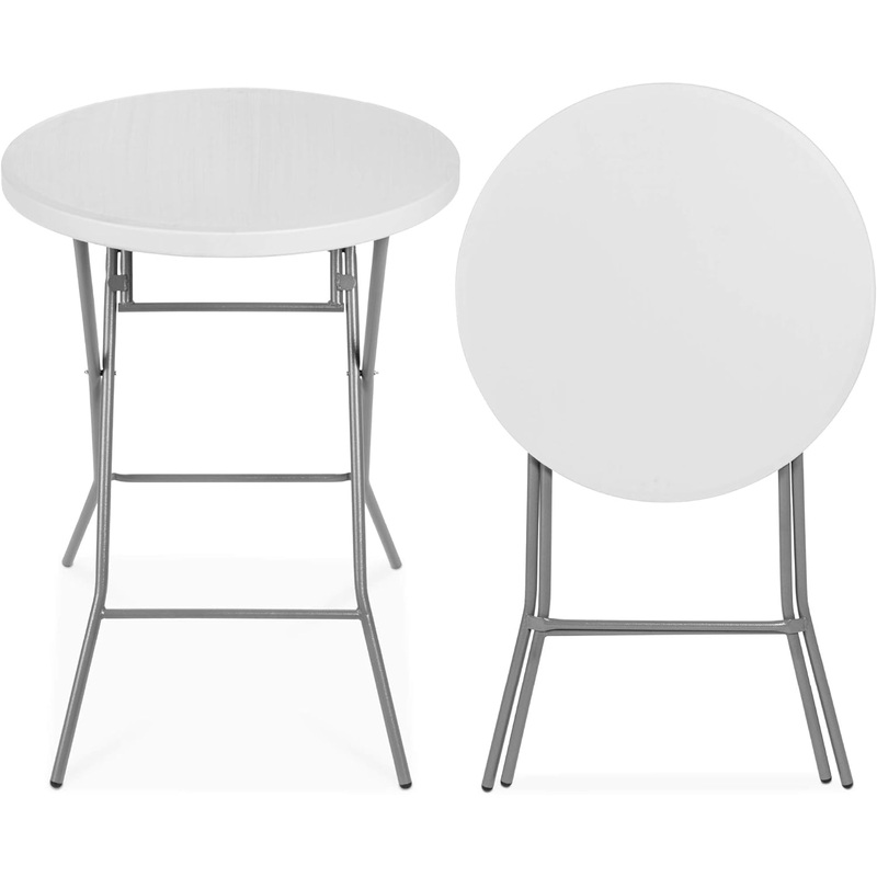 Best Choice Products 32in Bar Height Folding Table, Round Indoor Outdoor Accessory for Patio, Backyard, Dining Room, Events w/Thick Table Top, Metal Frame, Locking Legs, 330lb Weight Capacity – White | Bigbigmart.com