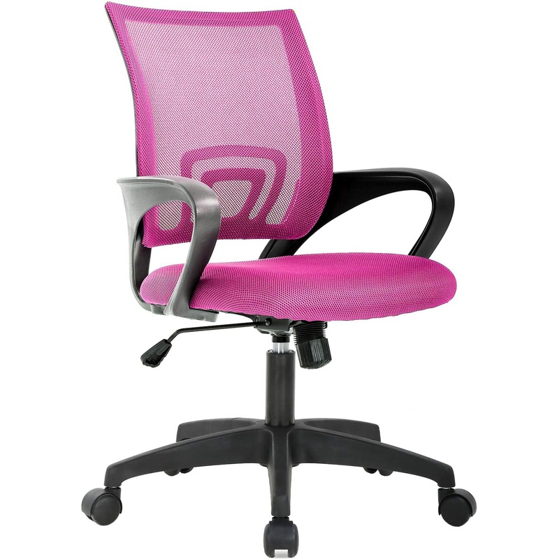 BestOffice Ergonomic Office Chair Desk Chair Mesh Computer Chair with Lumbar Support Executive Rolling Swivel Adjustable Home Mid Back Task Chair for Women Adults, Pink | Bigbigmart.com