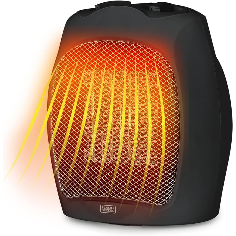 BLACK+DECKER Electric Heater, Portable Heater with 3 Settings, Ceramic Heater for Office, Home or Bedroom, Space Heater with Adjustable Thermostat Control, Black | Bigbigmart.com