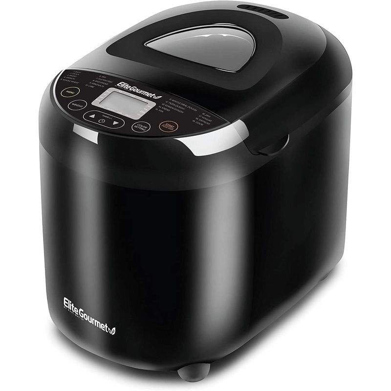 Elite Gourmet EBM8103B Programmable Bread Maker Machine 3 Loaf Sizes, 19 Menu Functions Gluten Free White Wheat Rye French and more, 2 Lbs, Black | Bigbigmart.com