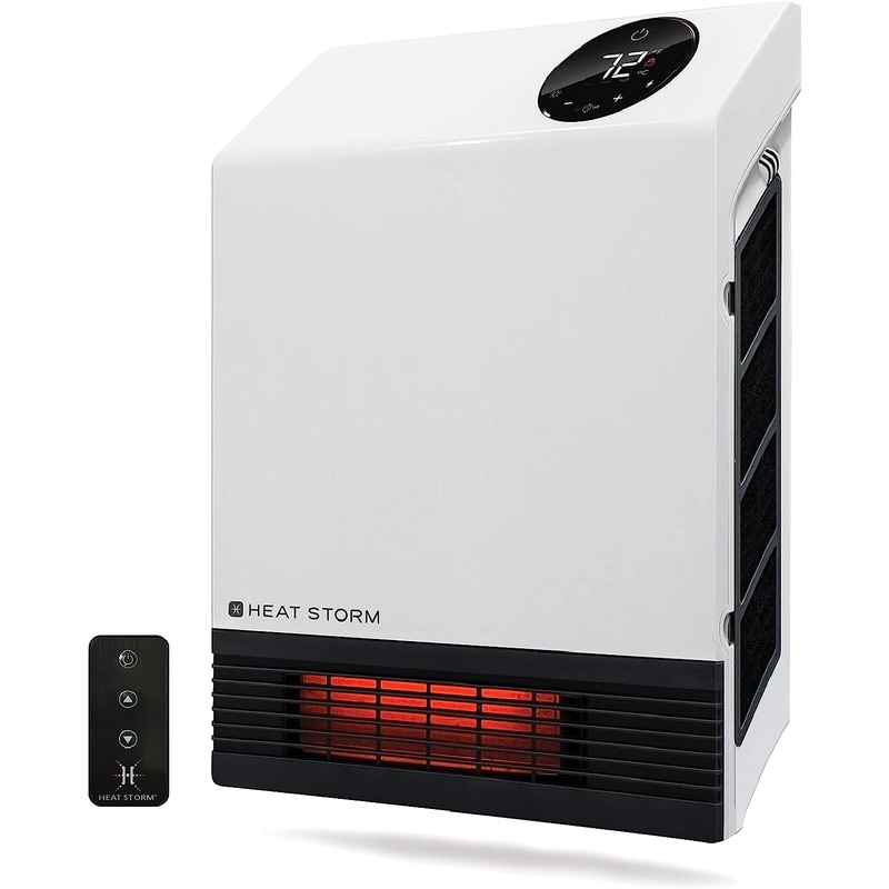 Heat Storm Deluxe Mounted Space Infrared Wall Heater, White | Bigbigmart.com