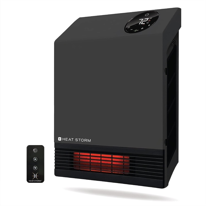 Heat Storm Wall Gray HS-1000-WX Deluxe Indoor Infrared Space Saving-1000 Watts-Remote Control-Home & Office Heater-Safe to Touch Grill, 13x4x17 | Bigbigmart.com
