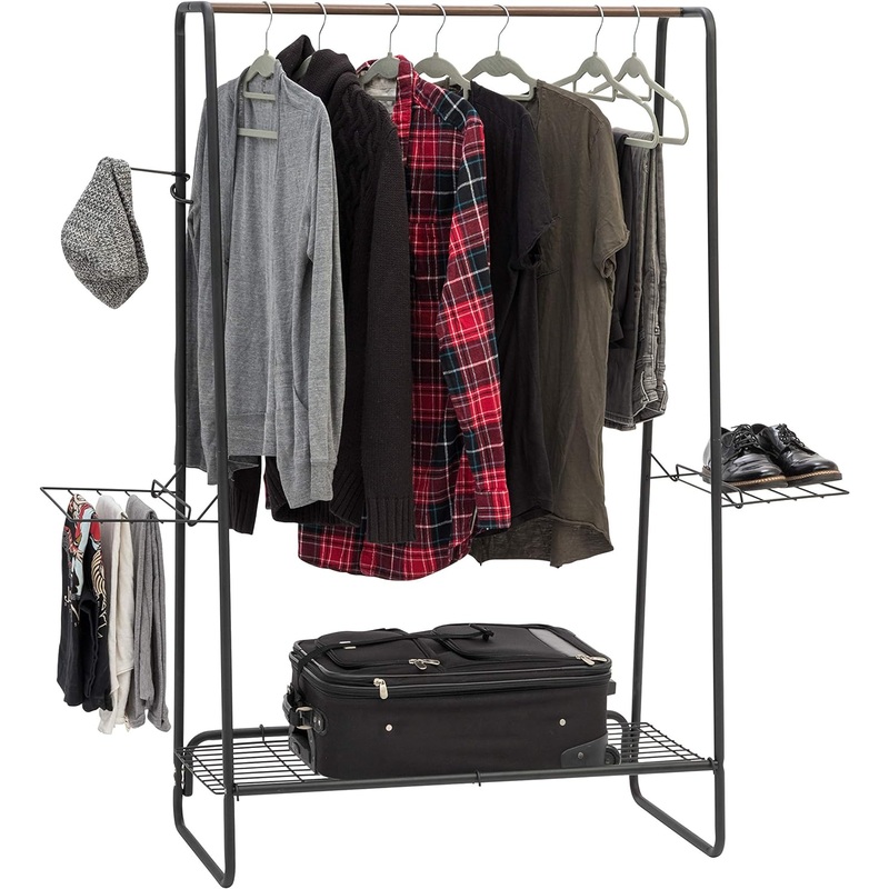 IRIS USA Large Metal Garment and Accessories Rack for Hanging and Displaying Clothes, Black | Bigbigmart.com