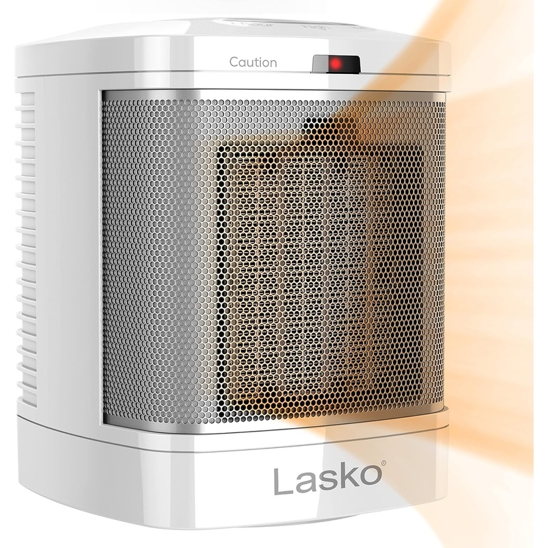 Lasko CD08200 Small Portable Ceramic Space Heater for Bathroom and Indoor Home Use, White, 6.25 x 6.25 x 7.65 inches | Bigbigmart.com