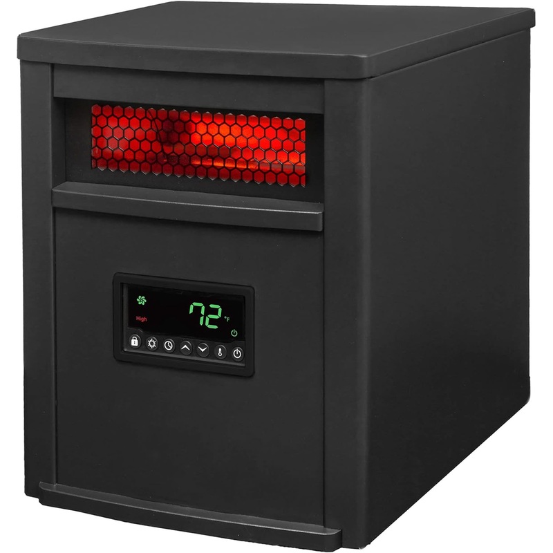 LifeSmart LifePro 1500W Portable Electric Infrared Quartz Indoor Space Heater with 8 Adjustable Heating Elements and Remote Control, Black | Bigbigmart.com