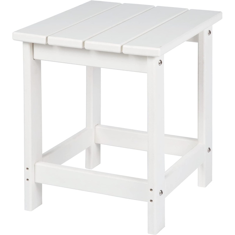 LZRS Adirondack Square Side Table, Pool Composite Patio Table,HDPE End Tables for Backyard,Pool, Indoor Companion, Easy Maintenance & Weather Resistant(White) | Bigbigmart.com