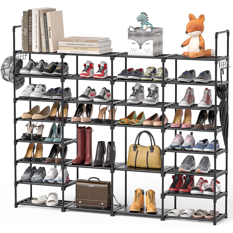 Mavivegue Extra Large Shoe Rack, 8 Tier 4 Rows 72-76 Pairs Big Tall Metal Shoe Shelf,Big Boot Rack Storage Organizer For Garage,Show Rack Shoe Holder Stand,Closet Rack Organizers and Storage | Bigbigmart.com