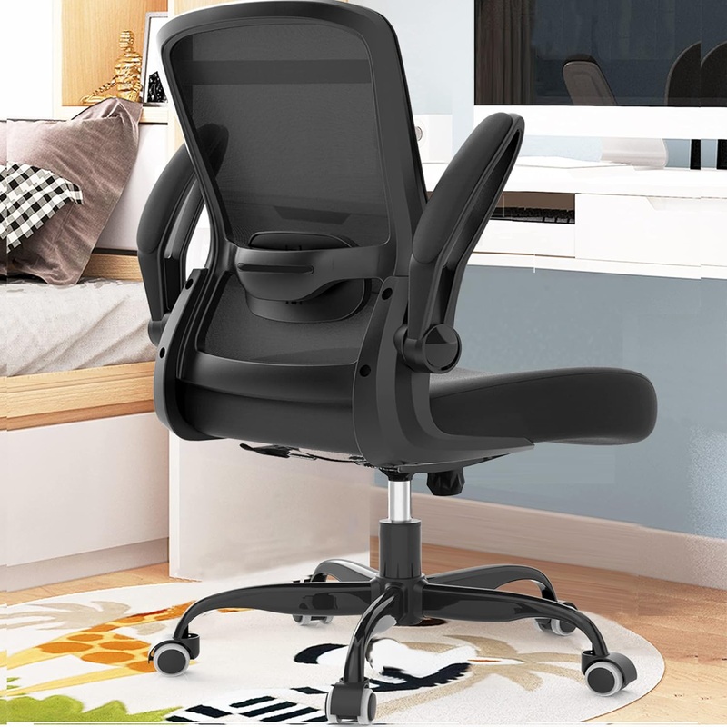 Mimoglad Office Chair, Ergonomic Desk Chair with Adjustable Lumbar Support, High Back Mesh Computer Chair with Flip-up Armrests-BIFMA Passed Task Chairs, Executive Chair for Home Office (All Black) | Bigbigmart.com