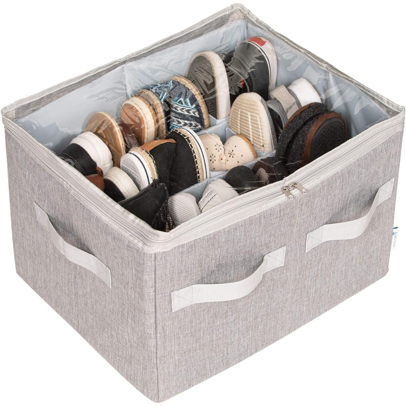 Moteph Shoe Organizer for Closet – Shoe Storage Organizer for Closet Organization with Clear Cover & Adjustable Dividers, Shoe Rack & Basket – (Grey, Large – 24 Pairs) | Bigbigmart.com
