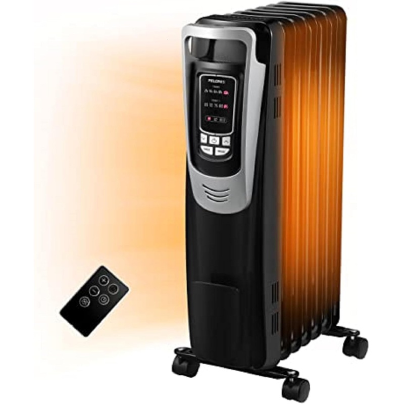 PELONIS Electric 1500W Oil Filled Radiator Heater with Safety Protection, LED Display, 3 Heat Settings and Five Temperature settings. Perfect for for Home or Office | Bigbigmart.com