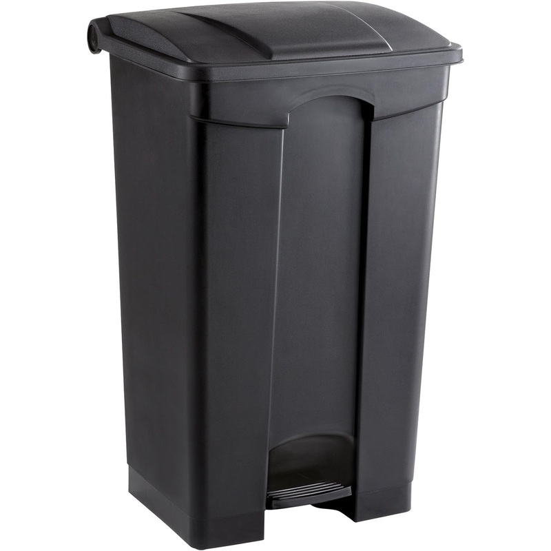 Safco Products Plastic Step-On Trash Can 9923BL, Black, Hands-Free Disposal, 23-Gallon Capacity | Bigbigmart.com