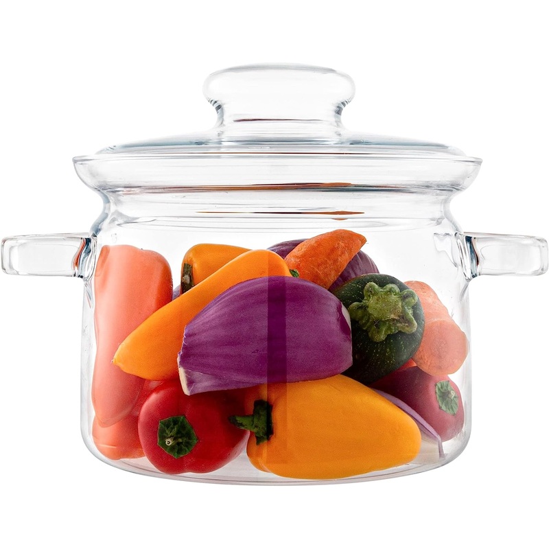 Simax Glass Cookware, 64 Oz (2 Quart) Clear Glass Pot, Glass Saucepan, Potpourri Simmer Pot With Lid, Easy Grip Handles, Made from Oven, Microwave, Stove and Dishwasher Safe Borosilicate Glass | Bigbigmart.com