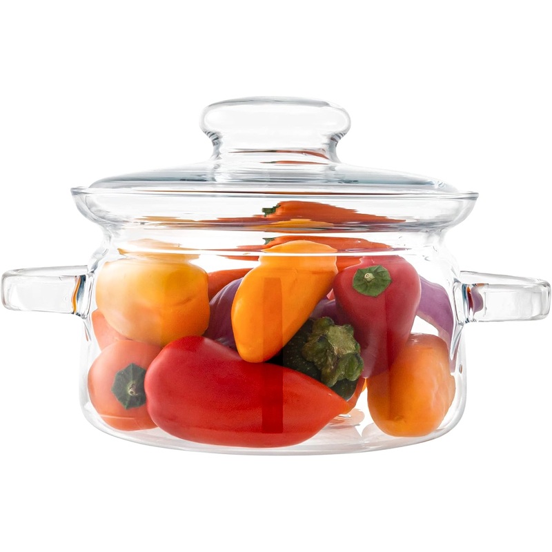 Simax Glass Cookware Glass Pot, 48 Oz (1.5 Quart) Glass Saucepan, Potpourri Simmer Pot With Lid, Heat Resistant Handles, Serving Dish, Microwave, Stove and Dishwasher Safe Borosilicate Glass | Bigbigmart.com