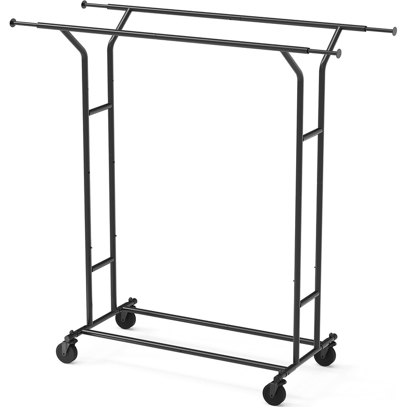 Simple Houseware Heavy Duty Double Rail Clothing Garment Rack, Black | Bigbigmart.com