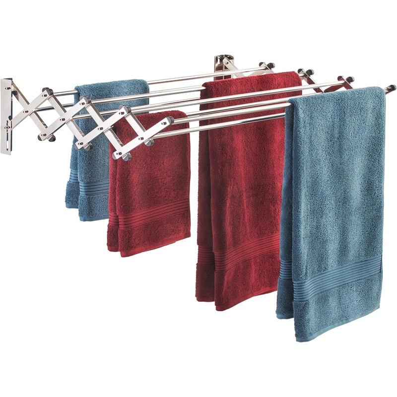 Smartsome Space Saver Fold Away Racks: Stainless Steel Wall Mounted Laundry Drying Rack, Easy to Install – 8 34 Rods, Total: 22.5 Linear Ft, 60 lb Capacity- Indoor and Outdoor Use | Bigbigmart.com