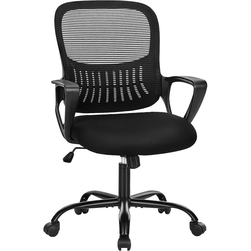 SMUG Office Computer Desk Chair, Ergonomic Mid-Back Mesh Rolling Work Swivel Task Chairs with Wheels, Comfortable Lumbar Support