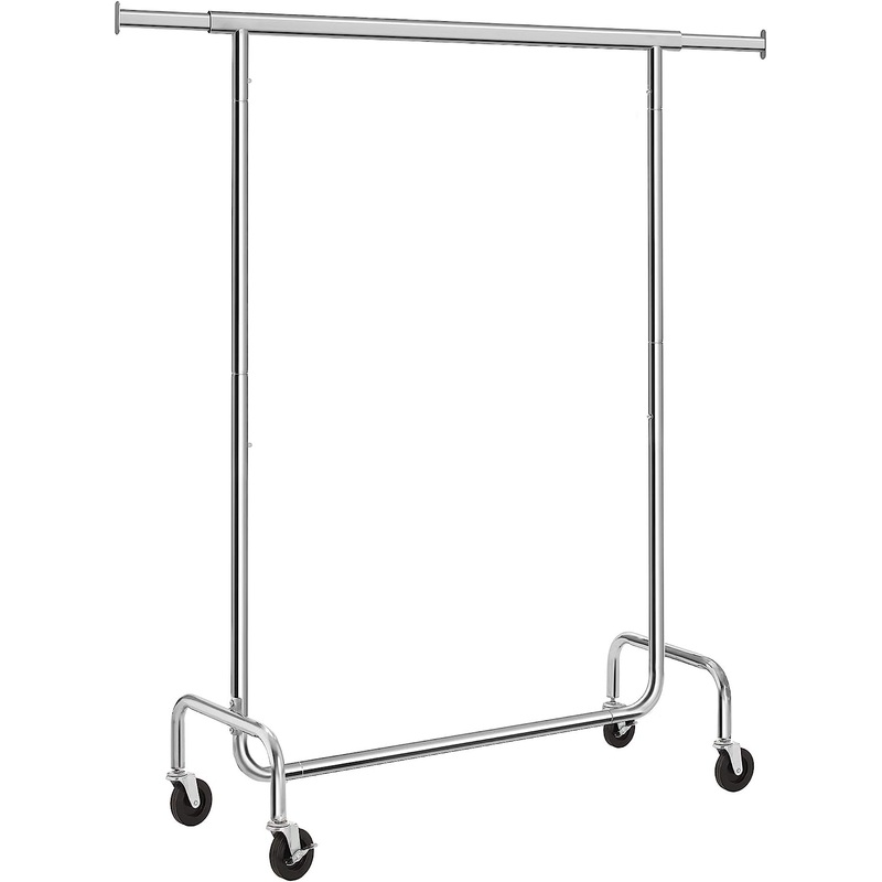 SONGMICS Clothes Garment Rack Heavy Duty Maximum Capacity 300 lb Clothing Rack on Wheels All Metal Chrome Extendable UHSR11S | Bigbigmart.com