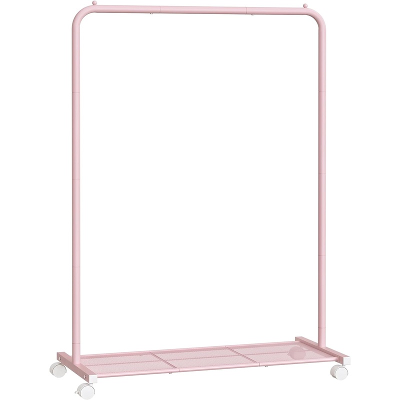 SONGMICS HSR025P01 Clothes Rack with Wheels, 15.9 x 35.8 x 62.2 Inches, Pink | Bigbigmart.com