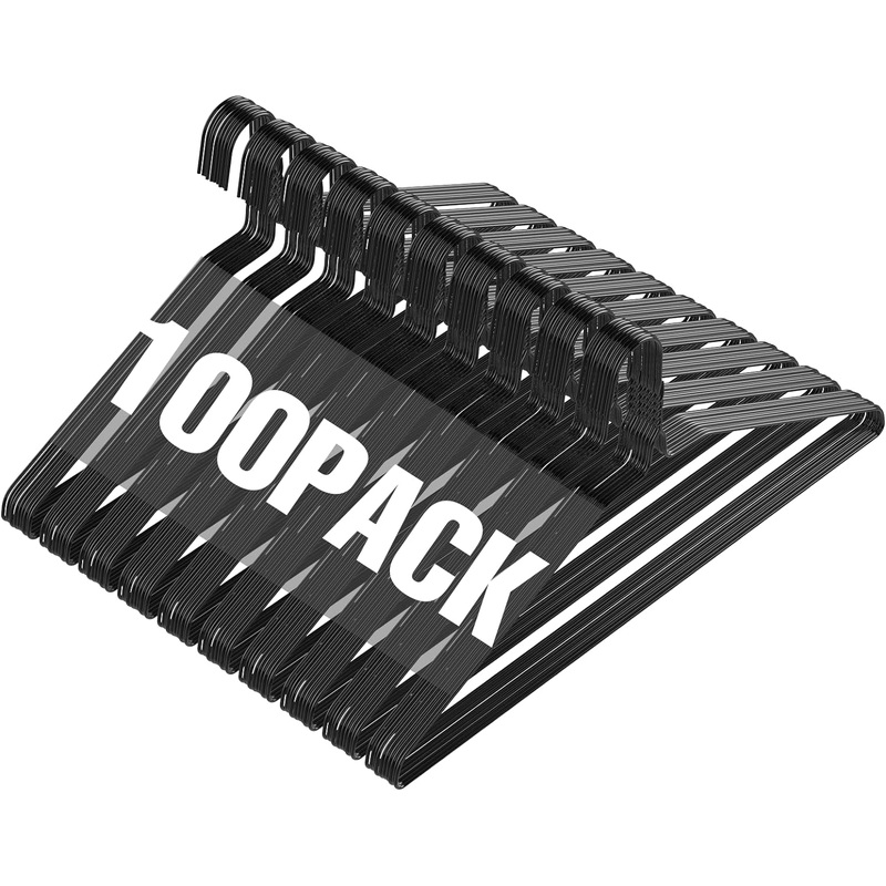 SPECILITE Wire Hangers 100 Pack, Metal Wire Clothes Hanger Bulk for Coats, Space Saving Metal Hangers Non Slip 16 Inch 12 Gauge Ultra Thin for Standard Size Suits, Shirts, Pants, Skirts-Black | Bigbigmart.com