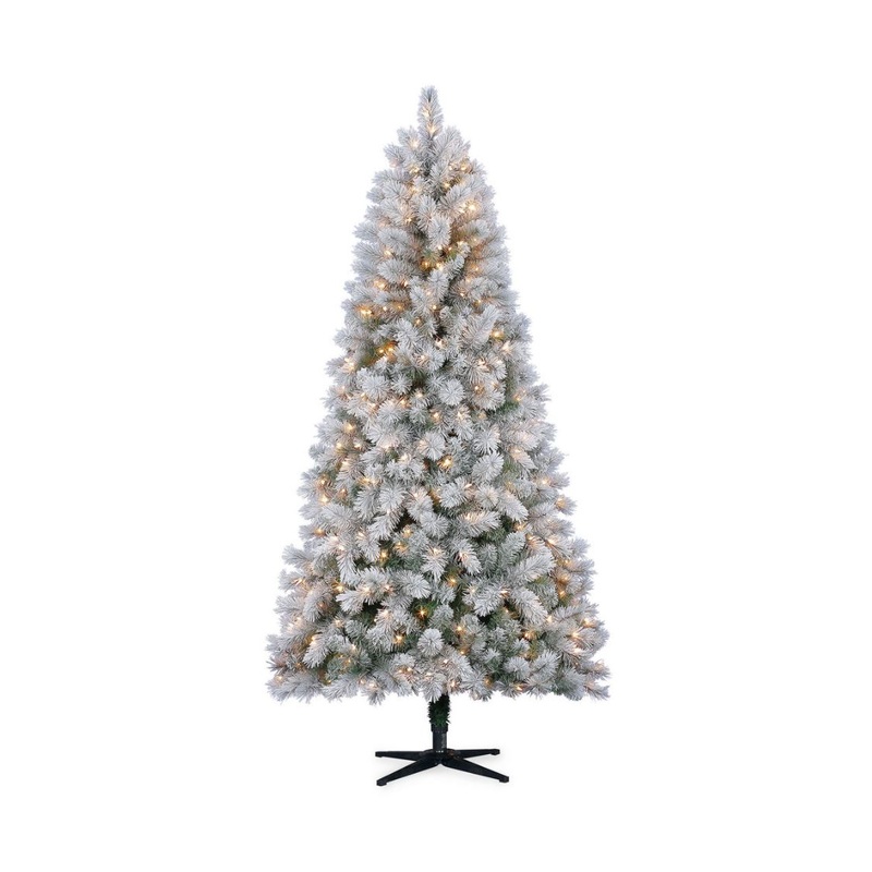Winter Wonder Lane 7′ Lake Tahoe Flocked Pre-Lit Artificial Christmas Tree with Clear Lights | Bigbigmart.com
