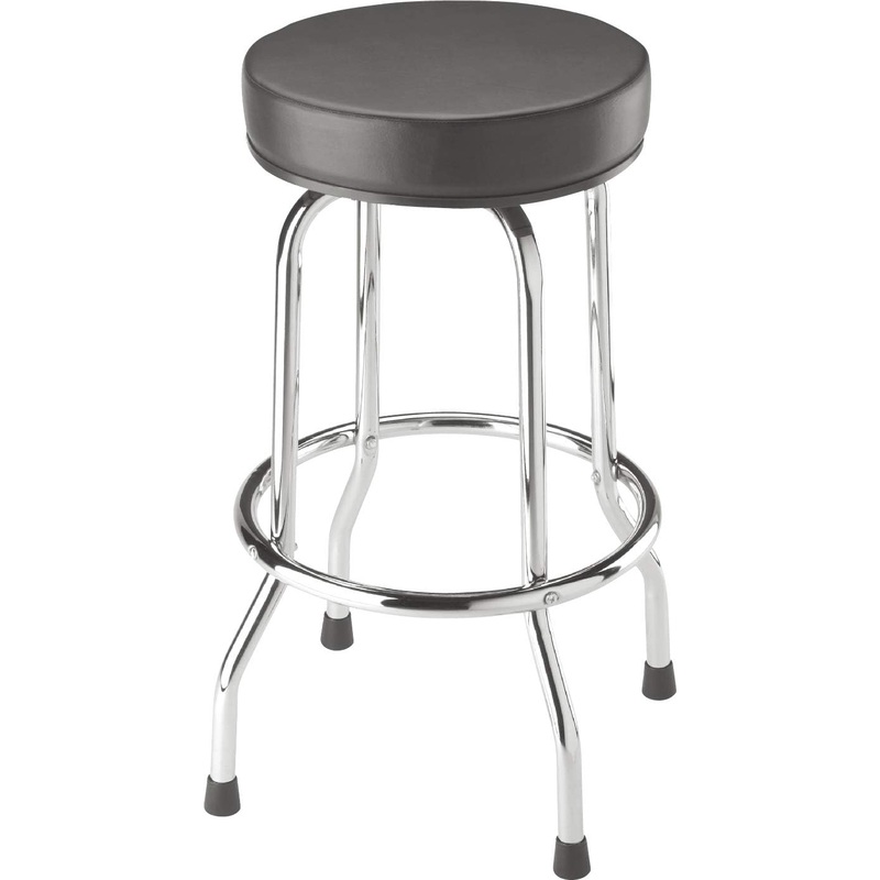 BIG RED Torin Swivel Bar Stool: Padded Garage/Shop Seat with Chrome Plated Legs, Black, 28.74 Tall, 18.5 Diameter | Bigbigmart.com