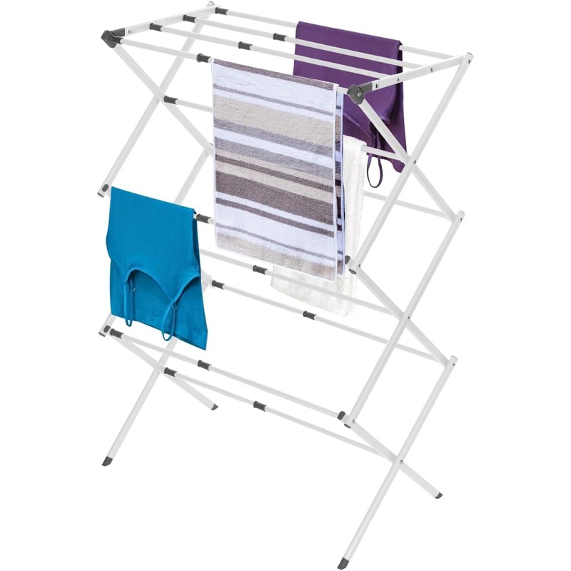 BLACK + DECKER 3 Tier Expandable Collapsing Foldable Laundry Rack for Air Drying Clothing, Space Saving Heavy Duty Lightweight Metal Drying Rack(Gray) | Bigbigmart.com