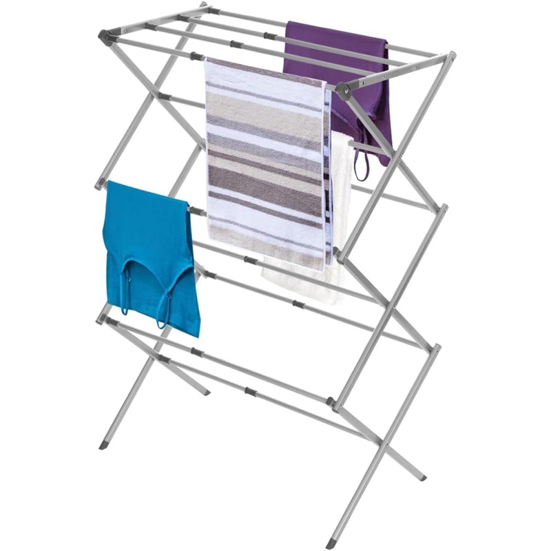 BLACK + DECKER Laundry Organization Expandable/Collapsible Clothes Drying Rack. Essential for Camping/Trailers or Anywhere You Air Dry Laundry. Oversized for Multiple Garments, Grey | Bigbigmart.com