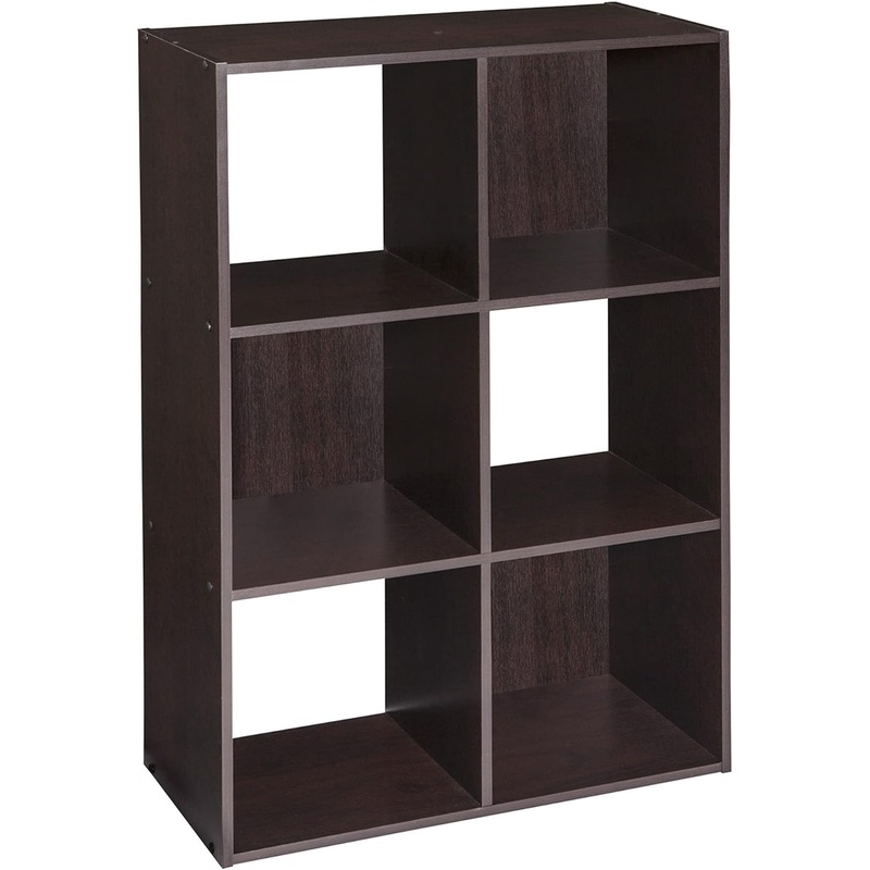 ClosetMaid Cubeicals 6 Cube Storage Shelf Organizer Bookshelf Stackable, Vertical or Horizontal, Easy Assembly, Wood, Chocolate Finish | Bigbigmart.com