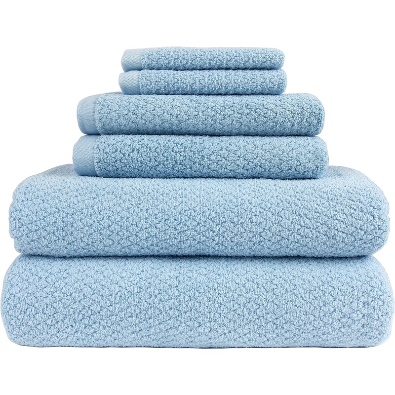 Everplush Diamond Jacquard 6 Pieces Bath Towel Set, Aquamarine | Bigbigmart.com