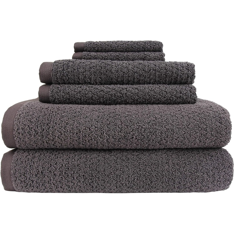 Everplush Diamond Jacquard 6 Pieces Bath Towel Set, Charcoal | Bigbigmart.com