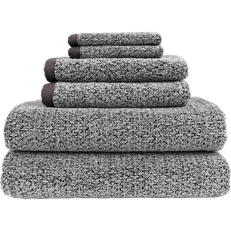 Everplush Diamond Jacquard 6 Pieces Bath Towel Set, Grey | Bigbigmart.com