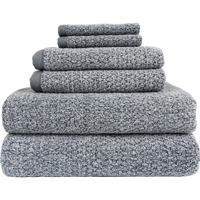Everplush Diamond Jacquard (Set of 6 Pieces) Bath Towel Set, Dusk (Grey Blue) | Bigbigmart.com