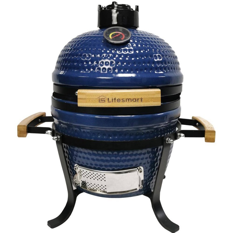 Lifesmart SCS-PK13BLU 13 in. Kamado Charcoal Grill in Blue Pack and Go with Camping/Tailgating Carry Bag | Bigbigmart.com