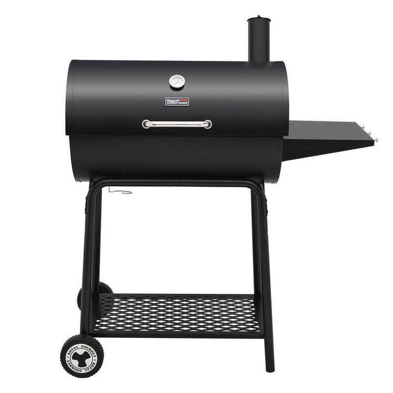 Royal Gourmet CC1830 30 in. Barrel Charcoal Grill in Black with Side Table | Bigbigmart.com