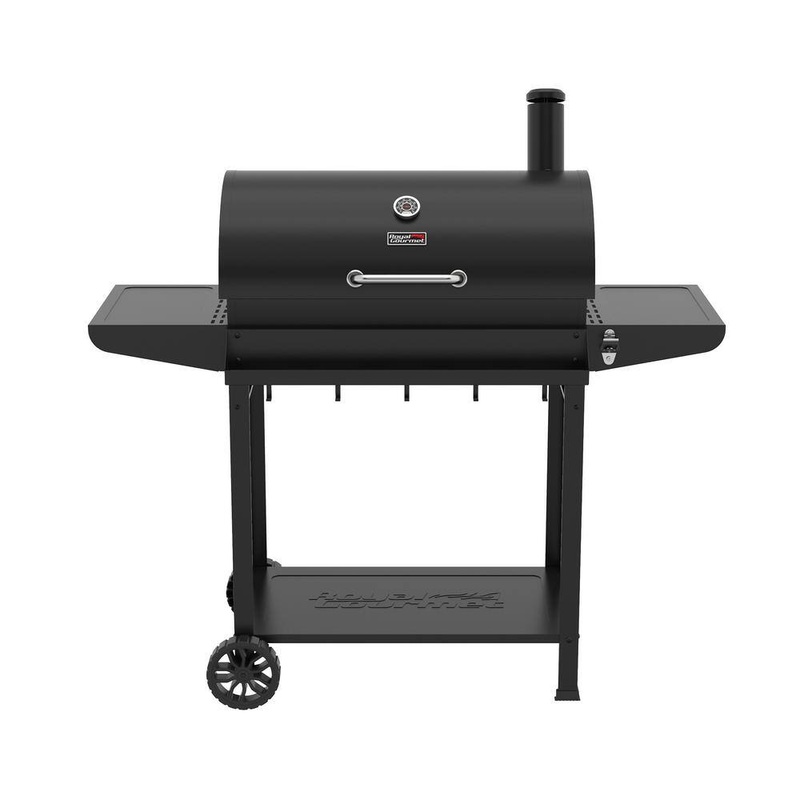 Royal Gourmet CC1830T Barrel Charcoal Grill in black with Front Storage Basket and Hooks | Bigbigmart.com