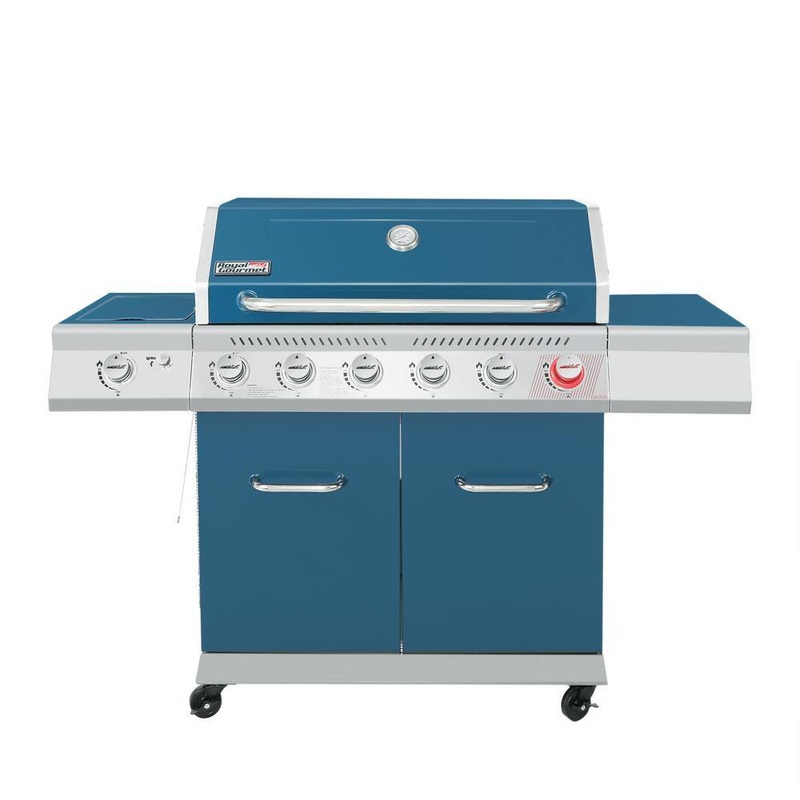 Royal Gourmet GA6402B 6-Burner Propane Gas Grill in Blue with Sear Burner and Side Burner | Bigbigmart.com