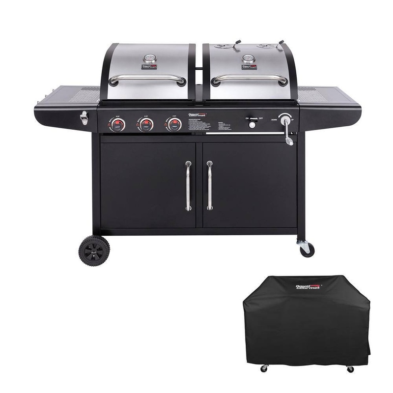 Royal Gourmet ZH3002C 3-Burner Propane Gas and Charcoal Combo Grill with Cover | Bigbigmart.com