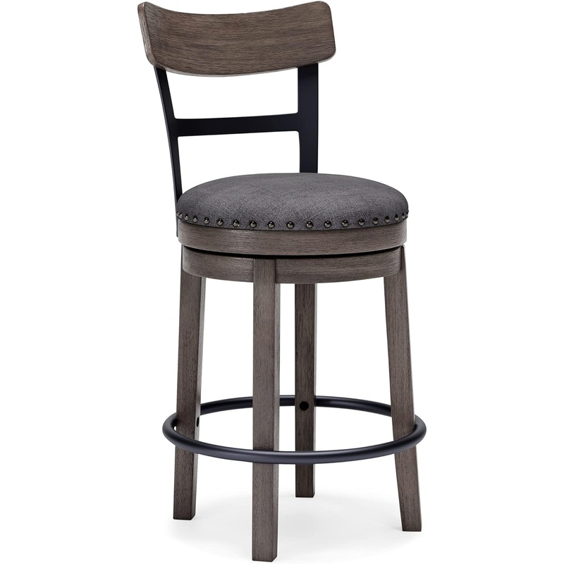 Signature Design by Ashley Caitbrook 24 Farmhouse Counter Height Upholstered Swivel Barstool, Gray | Bigbigmart.com