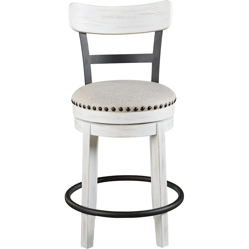 Signature Design by Ashley Valebeck 24.5 Modern Swivel Counter Height Barstool, Whitewash | Bigbigmart.com