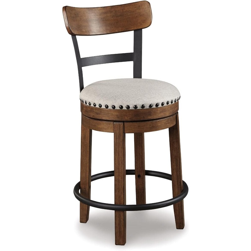 Signature Design by Ashley Valebeck Rustic Farmhouse 24.5 Counter Height Swivel Bar Stool, Brown | Bigbigmart.com