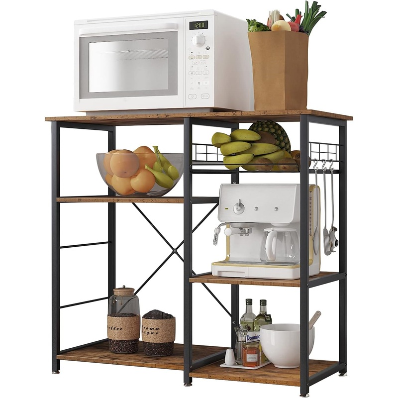 soges 3-Tier Kitchen Baker’s Rack Utility Microwave Oven Stand Storage Cart Workstation Shelf, Rustic Brown W5s-FG | Bigbigmart.com