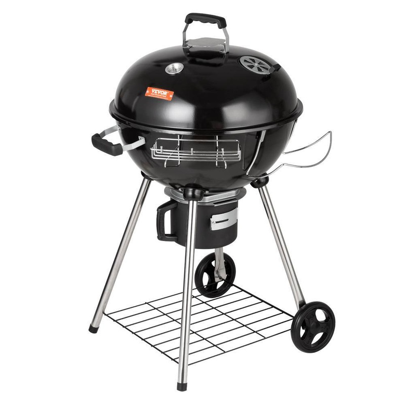VEVOR PGLCJKETTLE22IGNCV0 22 in. Kettle Charcoal Grill with Porcelain-Enameled Lid,Bowl,Slide Out Ash Catcher Thermometer Kettle Grill,Black | Bigbigmart.com
