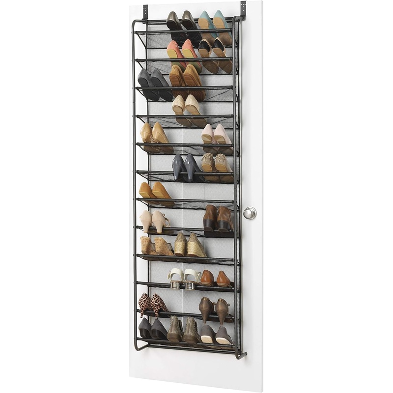 Whitmor 36 Pair Over-The-Door Rack-Gunmetal Gray Shoe Organizer | Bigbigmart.com